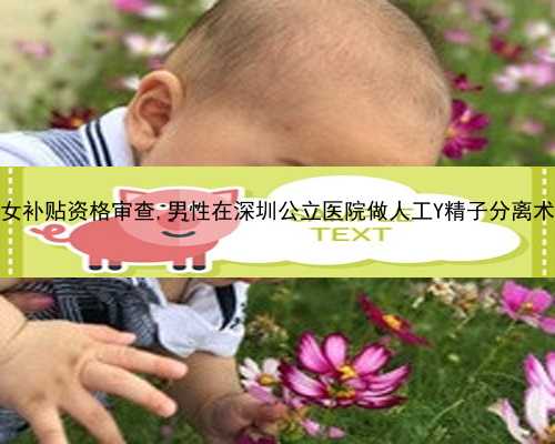 深圳独生子女补贴资格审查,男性在深圳公立医院做人工Y精子分离术要多少钱？